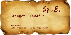 Szinger Elemér névjegykártya